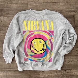 NIRVANA Gray Sweater with Colorful Graphic